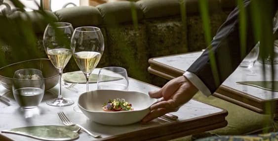 Cena y servicio de vinos en el viaje VIAJE GOURMET